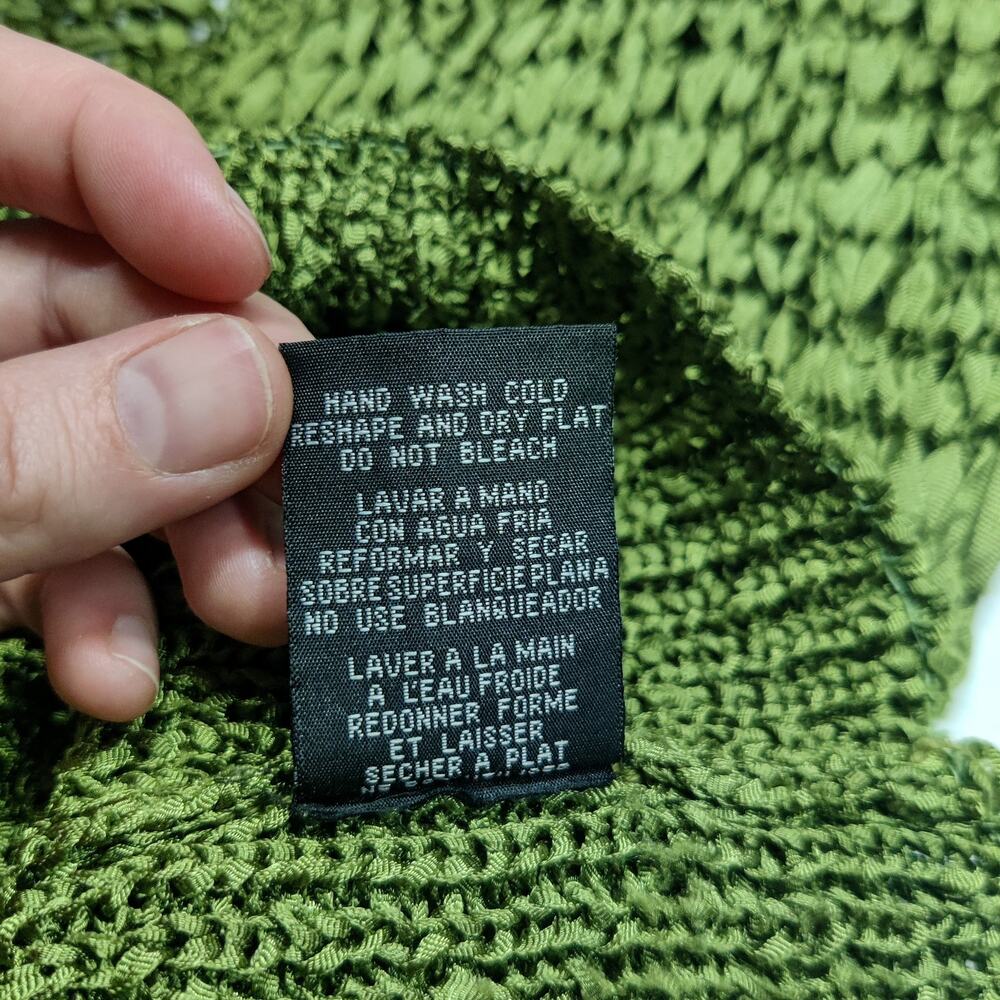 Vintage Bebe Y2K Kelly Green Woven Ribbon Stretch Knit Button Front Top Medium - Picture 8 of 10